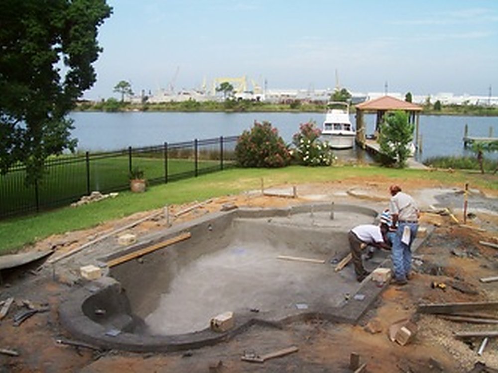 A Cochran Pools gunite pool under construction on the Gulf Coast